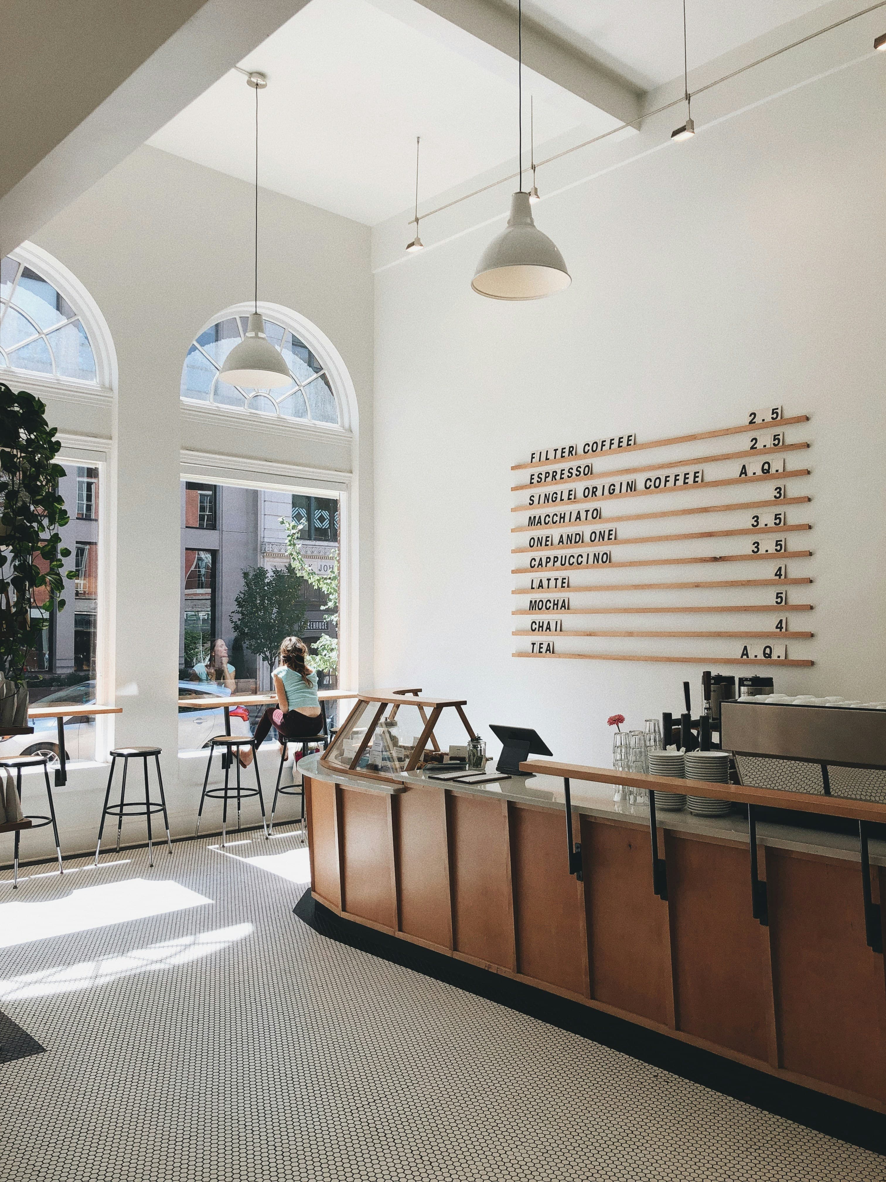 A bright neighborhood coffee shop interior